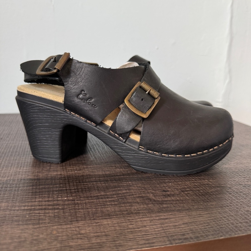 Calou Stockholm Astrid Black Leather Slingback Clog - Picture 4 of 14